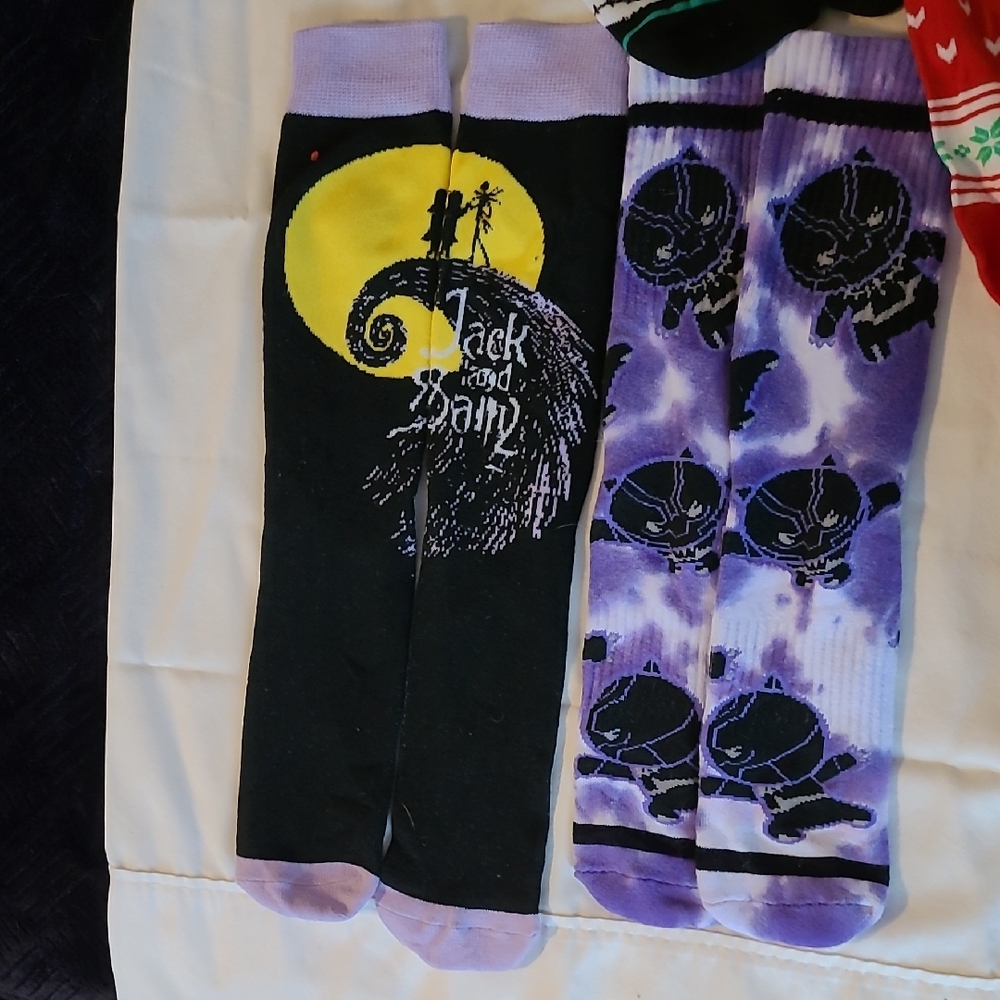 Nightmare Before Christmas Black and Purple Socks